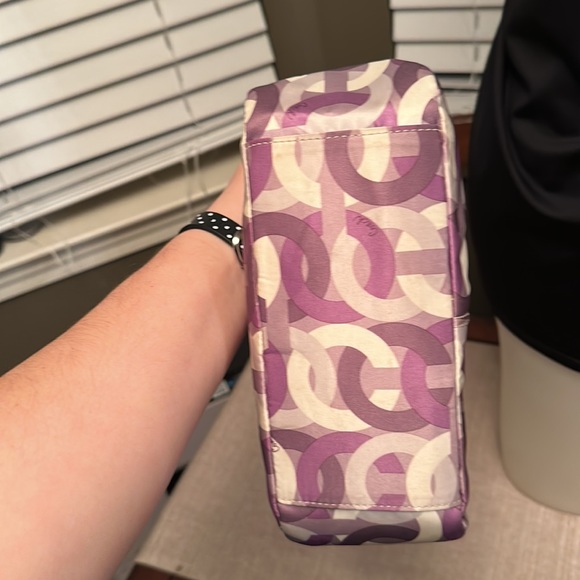 Coach Madison Op Bag Purple/Silver W/ Metallic Leather Trim - Picture 5 of 12